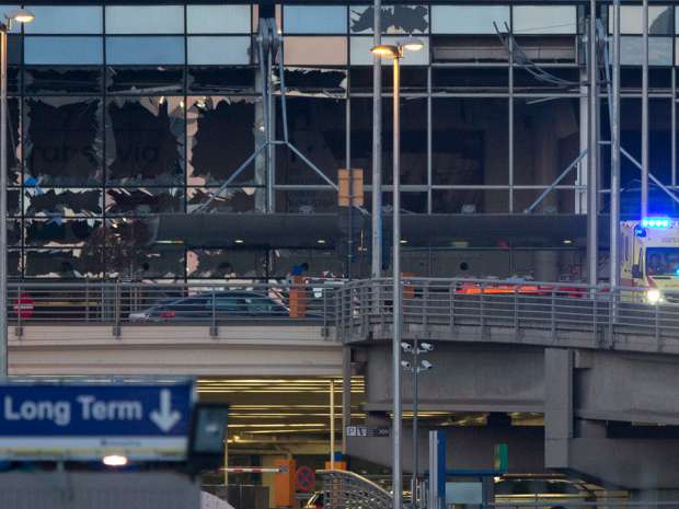 The blown out facade of the terminal at the Brussels airport following a bombing. The Ontario Teachers' Pension Plan owns 39 per cent of the Brussels Airport, a stake acquired in 2011.