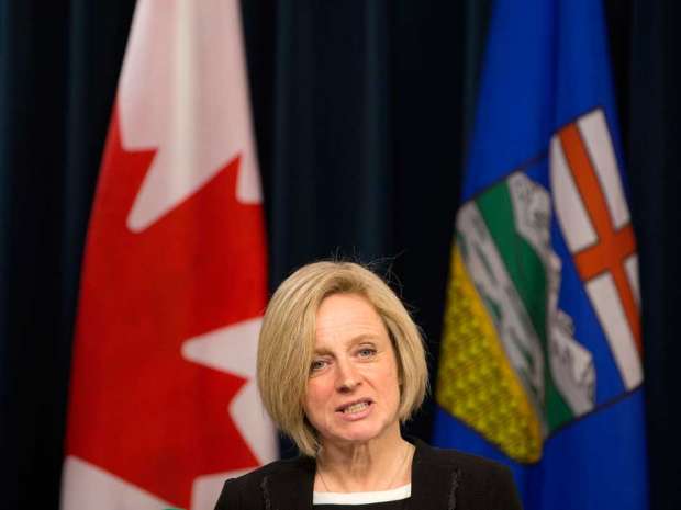 Alberta Premier Rachel Notley speaks during a press conference prior to the reading of the Speech from the Throne, in Edmonton on Tuesday March 8, 2016. 