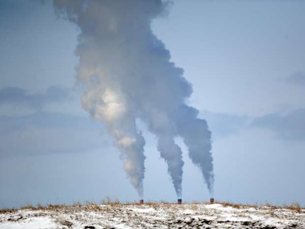 The stacks of the Sundance Power Plant, 70 kilometres west of Edmonton.