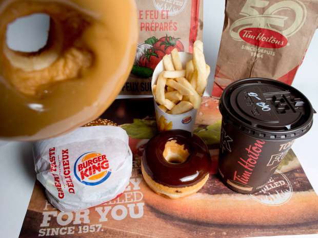 Comparable sales - sales at established stores - at Tim Hortons rose 6.3 per cent in the fourth quarter, excluding currency impact, helped by strong demand for products such as Nutella pockets and grilled wraps.