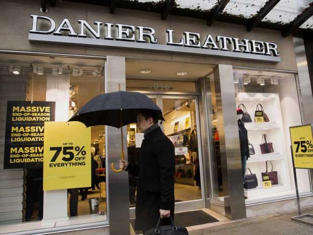 A Danier Leather store in downtown Vancouver. Danier company began insolvency proceedings last week under the Bankruptcy and Insolvency Act and will begin liquidating its stores if it can't find a buyer.