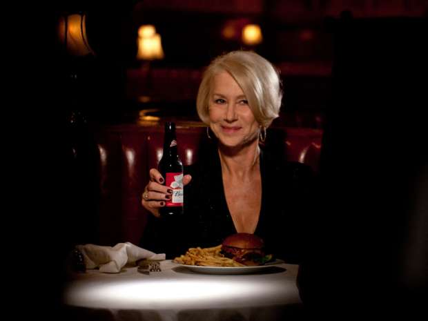 Actress Helen Mirren in a Budweiser ad for Super Bowl 50. CBS is charging US$5 million for a 30-second Super Bowl spot. CTV is charging about $200,000.